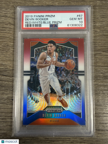 2019 Panini Prizm Devin Booker #67 Red White Blue PSA 10