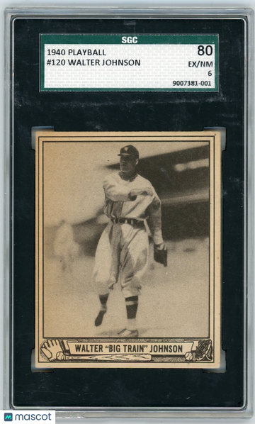Graded 1940 Playball #120 Walter Johnson SGC 6 Baseball Card