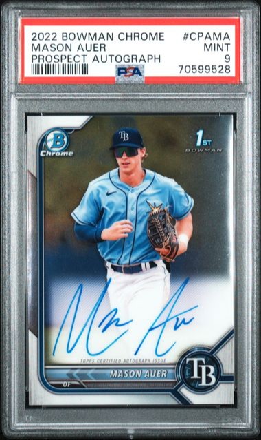 PSA 9 2020 Bowman Chrome Autographs Mason Auer