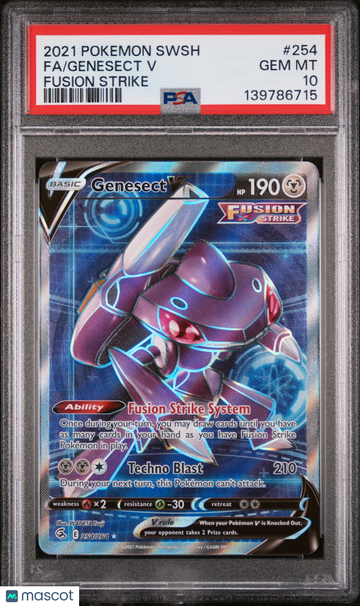 2021 Pokemon Sword & Shield Fusion Strike Genesect V Fusion Strike Fa PSA 10 #254