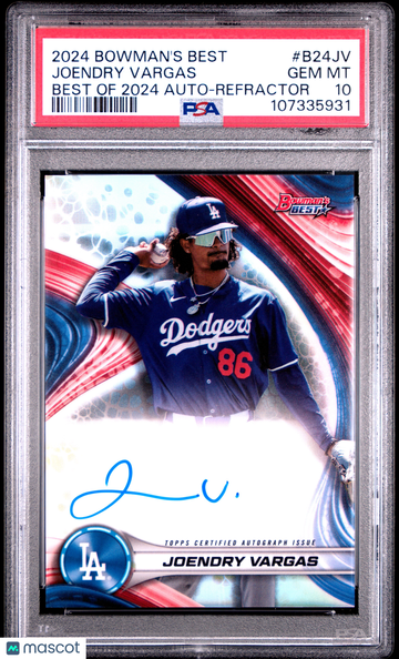 Joendry Vargas 2024 Bowman's Best Best Of 2024 Autographs Refractor Parallel/Variety Rookie PSA 10 Topps #B24JV