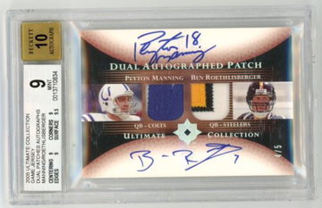 2005 Ultimate Collection Manning Roethlisberger Game Used Patch Auto /5 BGS 9/10