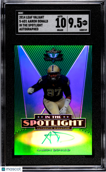 2014 Leaf Valiant Aaron Donald #S-AD1 In The Spotlight Autograph SGC 9.5 Auto 10