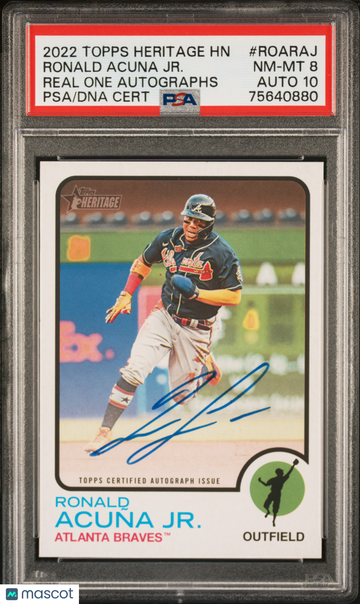 2022 Topps Heritage Real One Autographs Ronald Acuna JR. #ROARAJ PSA 8