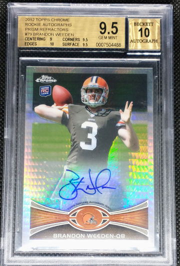 Brandon Weeden 2012 Topps Chrome Prism Refractor RC Rookie Autograph BGS 9.5 w/ 10 Auto 9/50