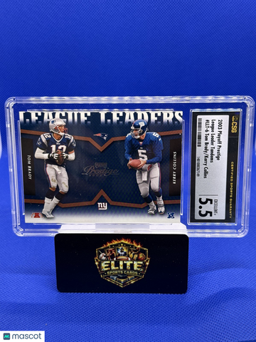 2003 Playoff Prestige Tom Brady / Kerry Collins SN2002 #LLT-6 League Leader Tandems SN CSG 5.5