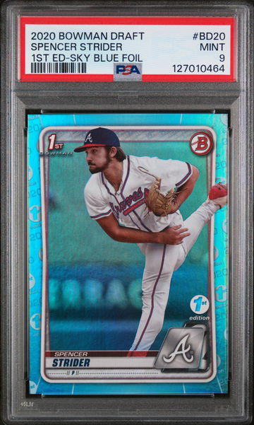 2020 Bowman Draft 1st Edition Sky Blue Foil Spencer Strider #BD20 PSA 9