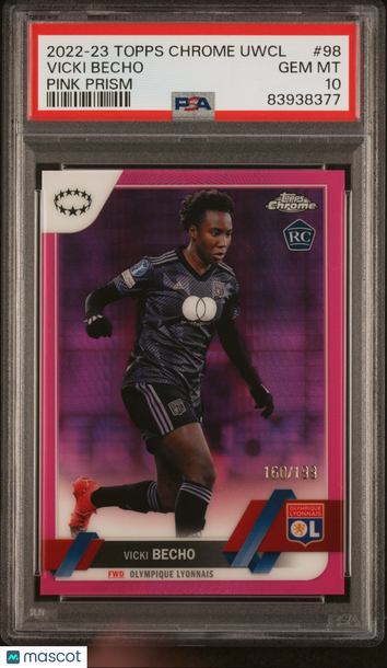 2022-23 Topps Chrome UEFA Women'S Champions League Vicki Becho #98 Pink Prism PSA 10