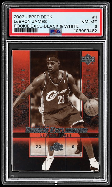 2003 Upper Deck Lebron James Rookie Exclusives Variation Back And White PSA 8 RC