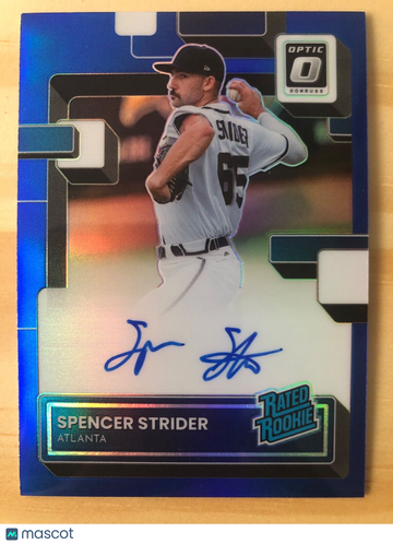 SPENCER STRIDER 2022 Donruss Optic Prizm BLUE MOJO Rated Rookie On-Card AUTO /49