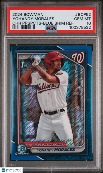 2024 Bowman Chrome Prospects Yohandy Morales #BCP52 Prspcts Blue Shim Ref PSA 10