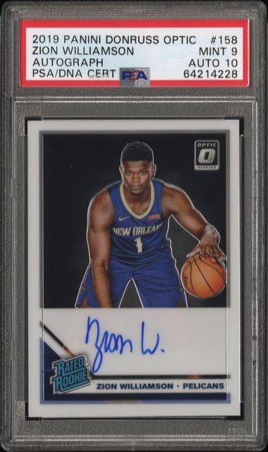 2019 Optic Zion Williamson RC Rookie Auto PSA 9