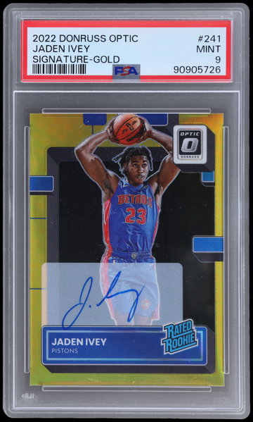 2022 Donruss Optic Jaden Ivey Rated Rookie Signature Gold PSA 9 RC
