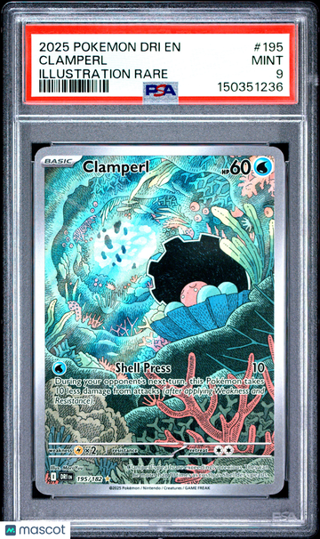2025 Pokemon Dri EN-Destined Rivals Clamperl Illustration Rare PSA 9 #195