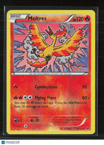 2016 Fates Collide Moltres Reverse Holo Rare #9/124