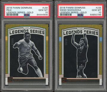 2018 Panini Donruss Legends Series Gold /75 Pele Diego Maradona PSA 10 Set Lot Brazil Argentina