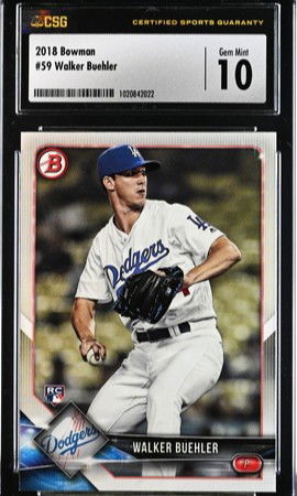 2018 Bowman Walker Buehler Rookie Card CSG 10 Gem Mint