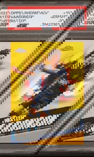 2022 Topps Chrome MLS #14 Paxten Aaronson Gold Refractor /50 PSA 10 GEM MINT