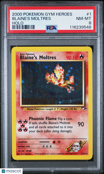2000 Pokemon Gym Heroes Blaine's Moltres Holo PSA 8 #1