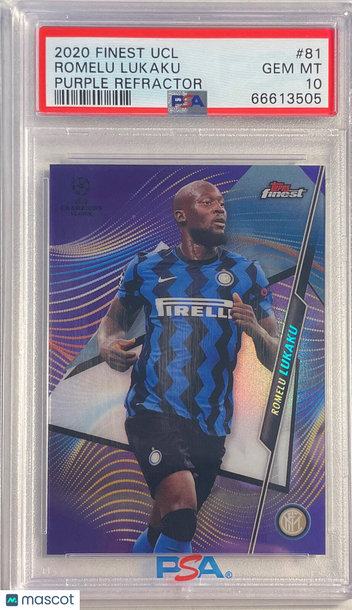 2020 Topps Finest UEFA Champions League Romelu Lukaku #81 Purple Refractor PSA 10