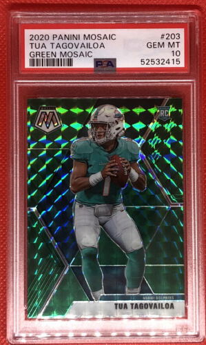 2020 Panini Mosaic TUA TAGOVAILOA Green Prizm SP Rookie RC #203 Gem Mint PSA 10
