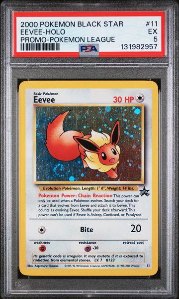 2000 Pokemon Black Star Promo Holo Pokemon League Eevee #11 PSA 5