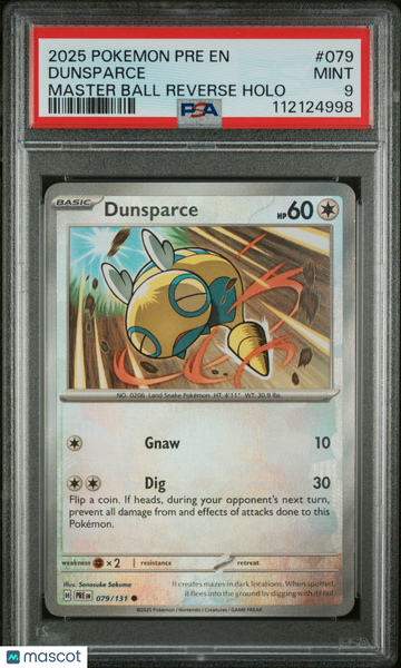 Prismatic Evolutions Dunsparce Master Ball PSA 9 #079