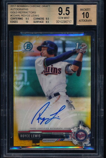 Royce Lewis 2017 Bowman Chrome Draft Gold Auto RC /50 