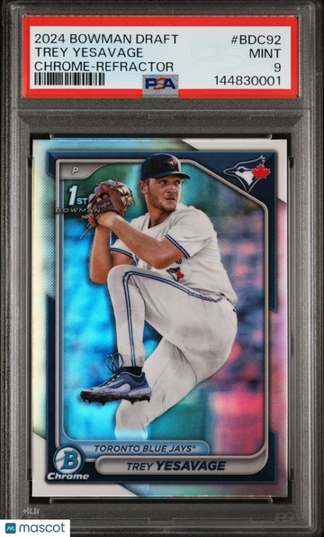 2024 Bowman Draft Trey Yesavage #BDC92 Chrome Refractor Parallel/Variety Rookie PSA 9