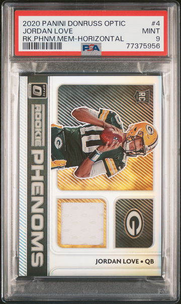 2020 Panini Donruss Optic Rookie Phenoms Memorabilia Horizontal Jordan Love #4 PSA 9