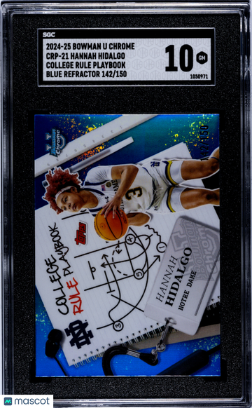 2024 Bowman U Chrome Hannah Hidalgo #CRP-21 College Rule Playbook Blue Refractor SGC 10