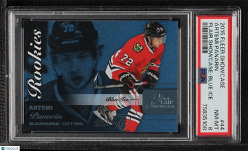 2015-16 Upper Deck Fleer Showcase Artemi Panarin #44 Blue Ice /199 Parallel/Variety Rookie Insert PSA 8