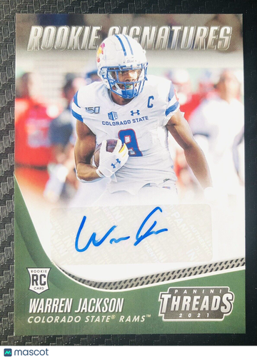 Warren Jackson 2021 Draft Picks Threads Rookie Signatures Green Colorado St Rams