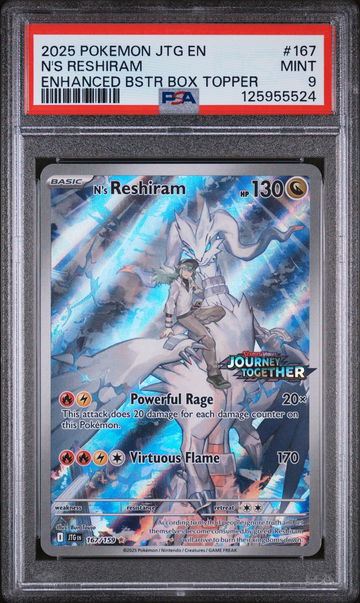 2025 Pokemon Scarlet and Violet Journey Together Enhanced Booster Box Topper N's Reshiram #167 PSA 9