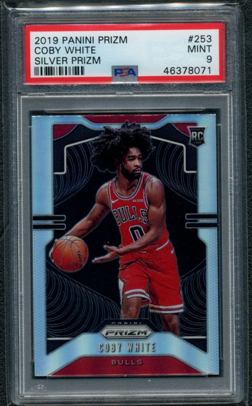 2019-20 Panini Prizm #211 Coby White Silver Prizm Bulls RC Rookie PSA 9