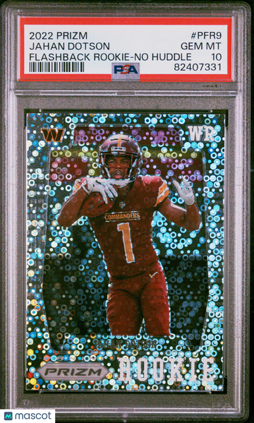 2022 Panini Prizm Prizm Flashback Rookie Jahan Dotson #PFR9 Flashback Rookie No Huddle PSA 10