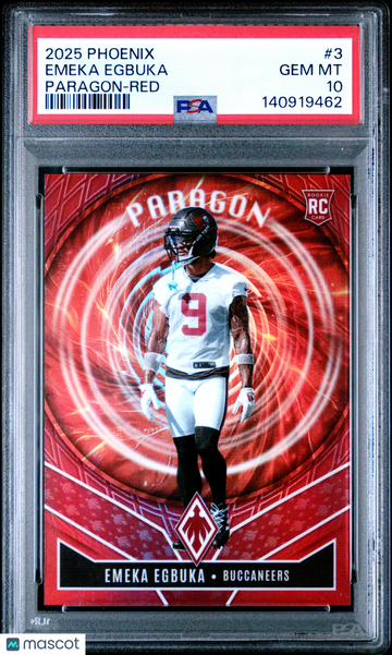 2025 Panini Phoenix Paragon Emeka Egbuka #3 Red PSA 10