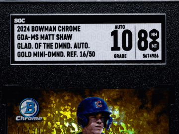 2024 Bowman Chrome Matt Shaw #GDA-MS Glad. Of The Dmnd. Autograph Gold Mini Dmnd. Refractor SGC 8 Auto 10