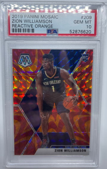 2019 Panini Mosaic Reactive Orange #209 Zion Williamson RC Rookie PSA 10