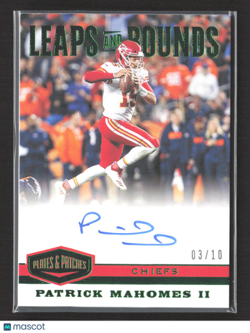2020 Panini Plates & Patches Leaps and Bounds Patrick Mahomes II #LB-PMA /10