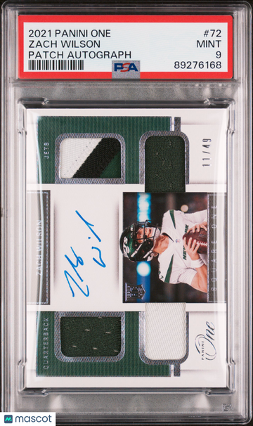 2021 Panini One Zach Wilson #72 Patch Autograph PSA 9