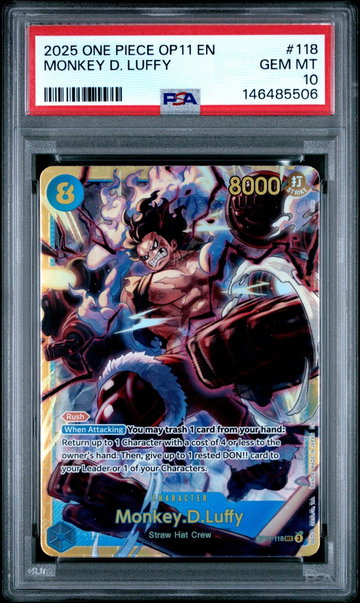 2025 One Piece A Fist of Divine Speed Monkey D. Luffy #OP11-118 PSA 10
