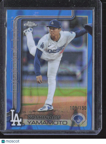 2025 Topps Chrome Yoshinobu Yamamoto #179 Blue RayWave /150