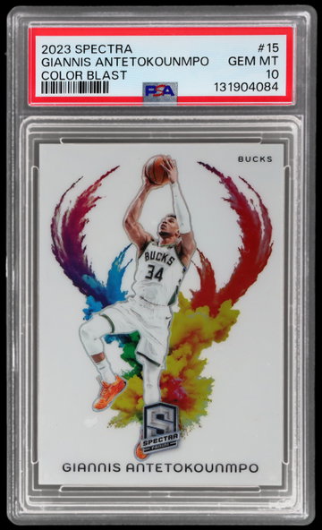 2023 Panini Spectra Giannis Antetokounmpo Color Blast PSA 10