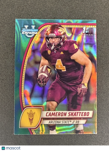 2024 Bowman University Chrome Cameron Skattebo #37 Teal Lava Refractor Arizona State Sun Devils