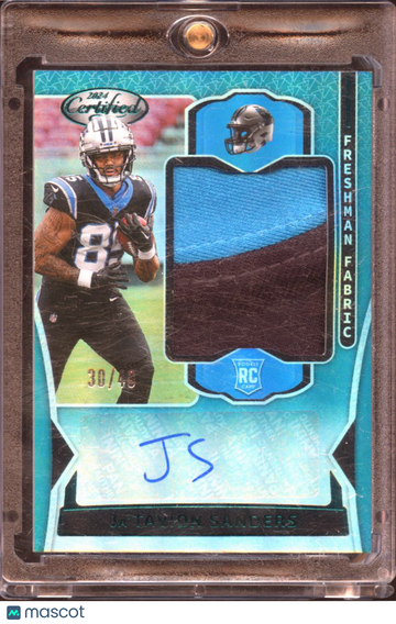 Ja'Tavion Sanders 2024 Panini Certified Freshman Fabric RC Authentic Memorabilia Auto /48 Carolina Panthers