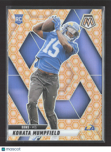 2025 Panini Mosaic Football Orange Honeycomb #393 Konata Mumpfield RC Los Angeles Rams