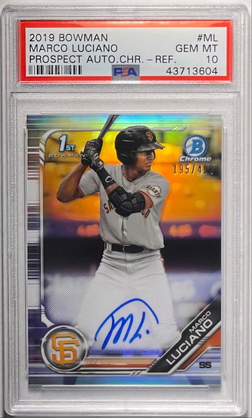 2019 Bowman Chrome Marco Luciano Refractor Autograph PSA 10