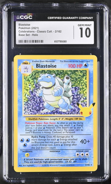 2021 Pokemon #2/102 Blastoise Celebrations - Classic Coll. CGC 10