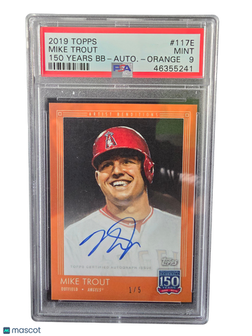2019 Topps 150 Years Of Baseball Mike Trout #117E BB Autograph Orange PSA 9